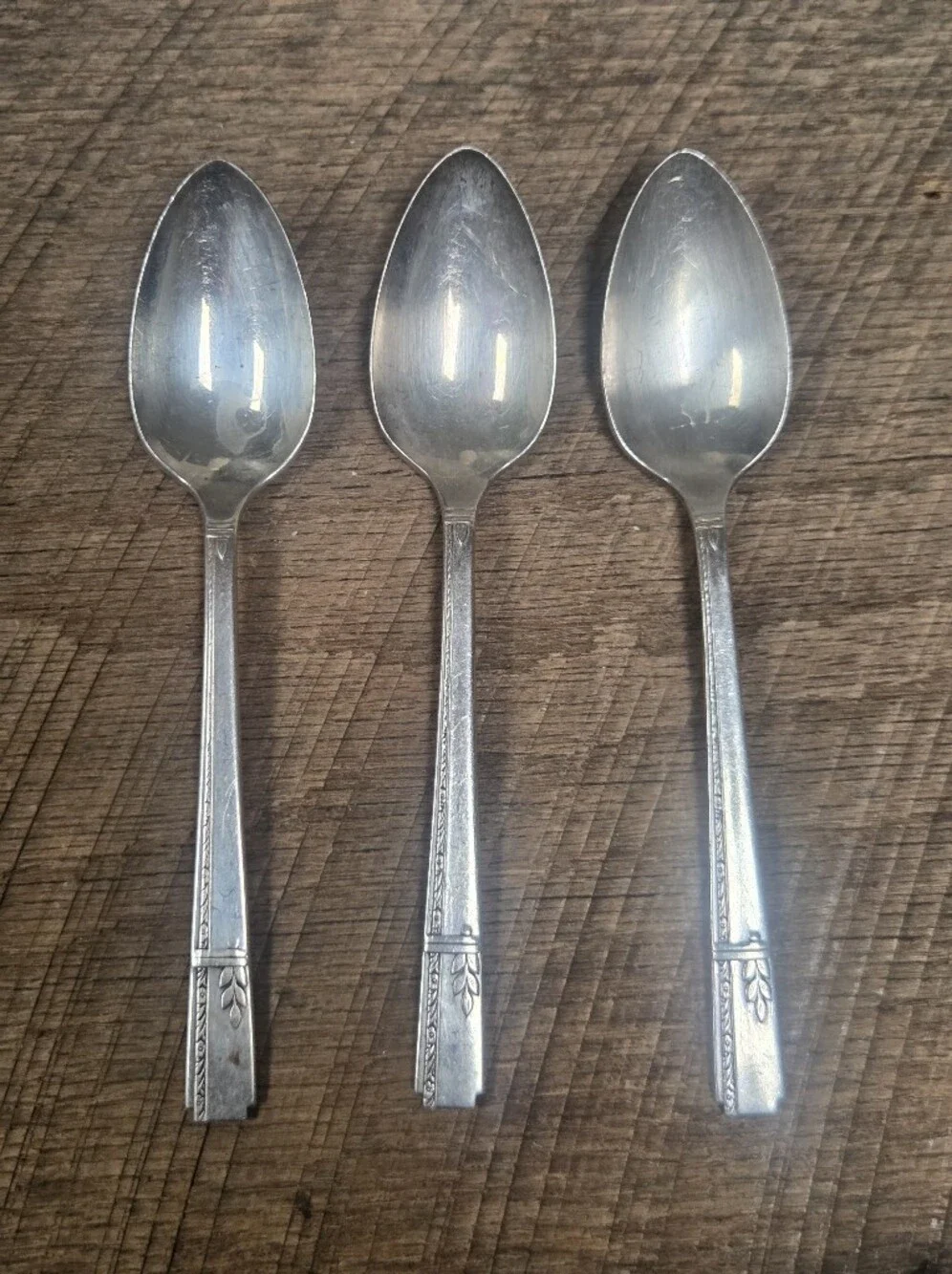 Vintage Oneida Prestige Grenoble Silverplate 3 Dessert Spoons ~ Bin RR